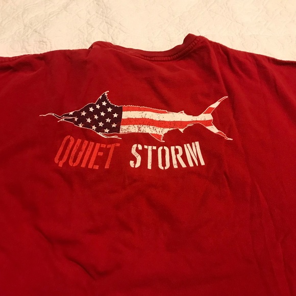 Red unisex Quiet Storm, Ocean City, MD short-sleeved t-shirt with flag fish (3X) - Picture 7 of 10